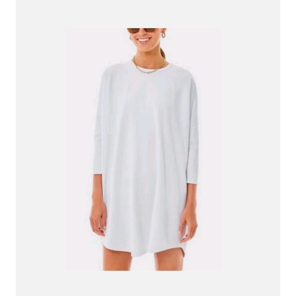 Pomander Place White Sue Sweatshirt Tunic Dress Size M/L Crew Neck 3/4 Sleeve‎